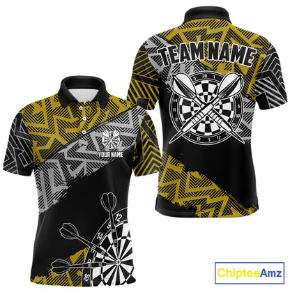 Custom Darts Shirt For Men Personalized Zig-Zag Pattern Dart Jersey, Cool Dart Team Shirts|Yellow TDM5454