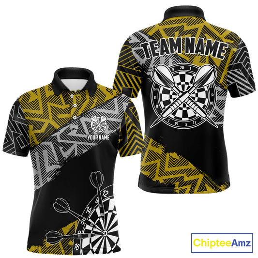Custom Darts Shirt For Men Personalized Zig-Zag Pattern Dart Jersey, Cool Dart Team Shirts|Yellow TDM5454