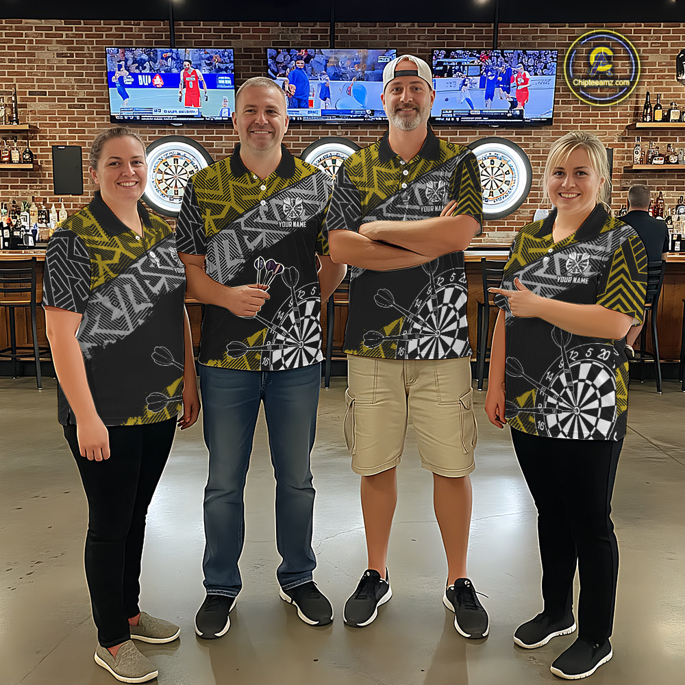 Custom Darts Shirt For Women Personalized Zig-Zag Pattern Dart Jersey, Cool Dart Team Shirts|Yellow TDM5454