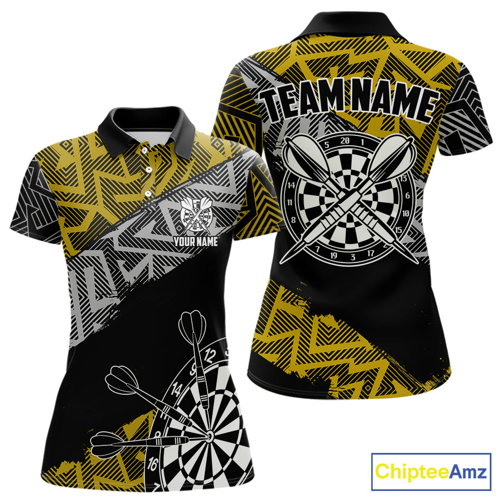 Custom Darts Shirt For Women Personalized Zig-Zag Pattern Dart Jersey, Cool Dart Team Shirts|Yellow TDM5454