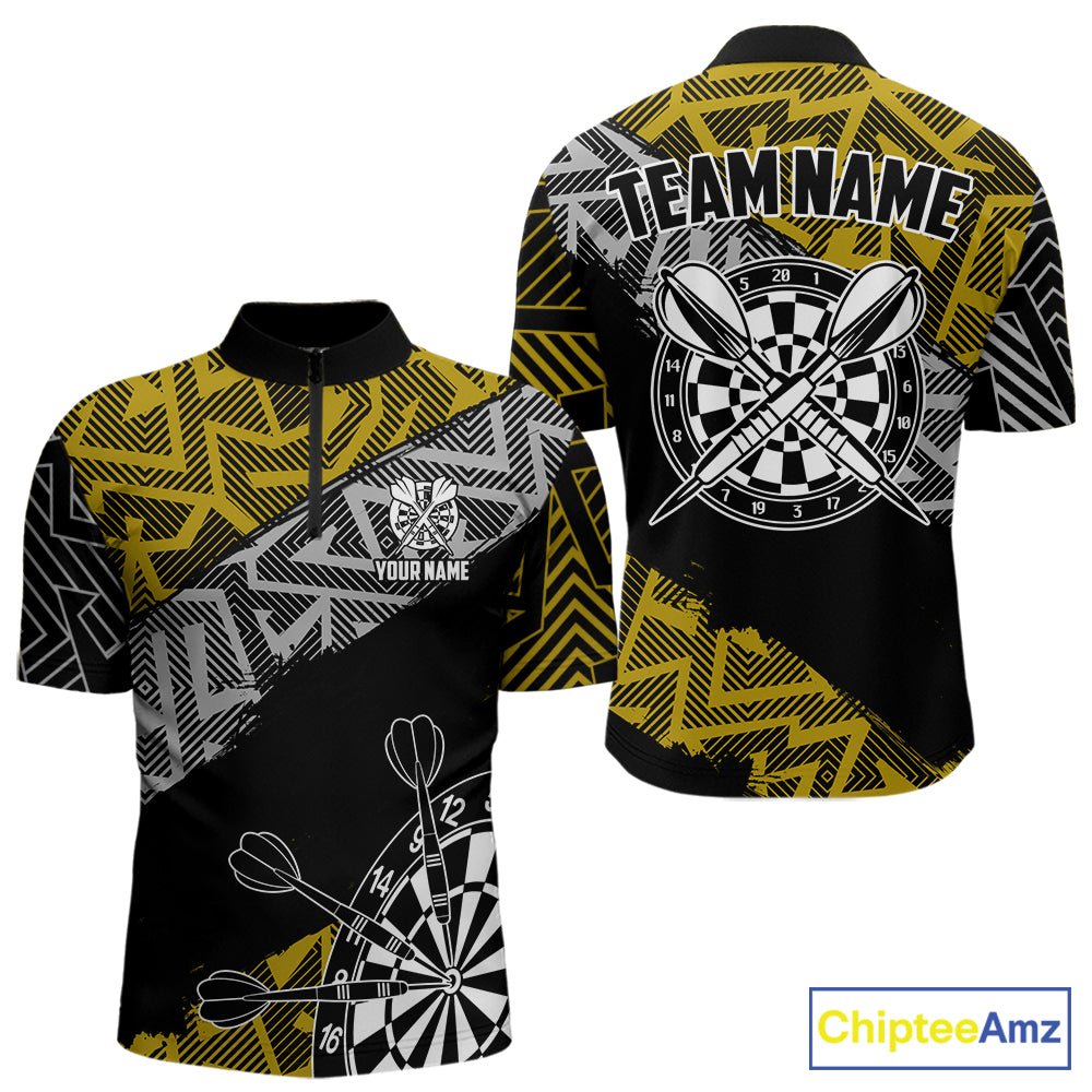 Custom Darts Shirt For Men Personalized Zig-Zag Pattern Dart Jersey, Cool Dart Team Shirts|Yellow TDM5454