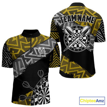 Custom Darts Shirt For Men Personalized Zig-Zag Pattern Dart Jersey, Cool Dart Team Shirts|Yellow TDM5454