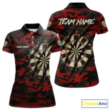 Load image into Gallery viewer, Black And Red Retro Camo Darts Shirt For Women Custom Darts Jersey Team Polo &amp; Quarter Zip TDM5456