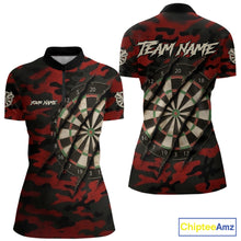Load image into Gallery viewer, Black And Red Retro Camo Darts Shirt For Women Custom Darts Jersey Team Polo &amp; Quarter Zip TDM5456