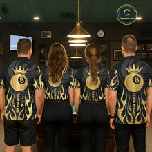 Load image into Gallery viewer, Custom Crown 8 Ball Billiard Shirt For Women, Black And Gold Pool Team Jersey Polo &amp; Quarter Zip TDM5457
