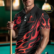 Load image into Gallery viewer, Custom Crown 8 Ball Billiard Shirt For Men, Black And Red Pool Team Jersey Polo &amp; Quarter Zip TDM5458