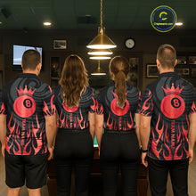 Load image into Gallery viewer, Custom Crown 8 Ball Billiard Shirt For Men, Black And Red Pool Team Jersey Polo &amp; Quarter Zip TDM5458