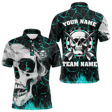 Load image into Gallery viewer, Personalized Turquoise Glowing Crack Skull Dart Shirts Custom Scary Dart Shirts For Men Dart Jersey TDM3416