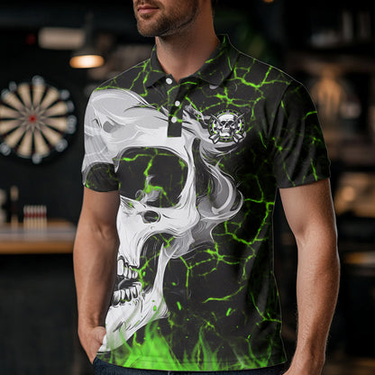 Personalized Green Glowing Fire Crack Skull Dart Shirt Custom Dart Shirts For Men Dart Team Jersey TDM3418