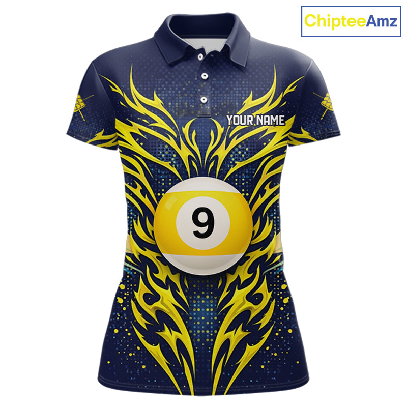 Personalized Tribal Flame 9 Ball Billiard Shirt For Women Custom 9 Ball Pool Team Jersey TDM5712