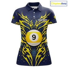 Load image into Gallery viewer, Personalized Tribal Flame 9 Ball Billiard Shirt For Women Custom 9 Ball Pool Team Jersey TDM5712