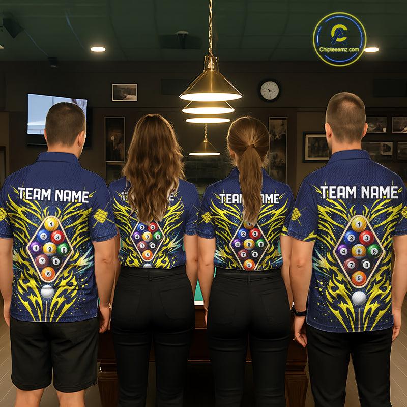 Personalized Tribal Flame 9 Ball Billiard Shirt For Women Custom 9 Ball Pool Team Jersey TDM5712