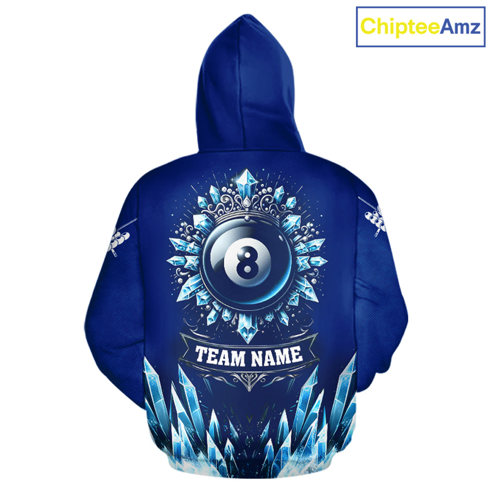 Blue 8 Ball Pool Icy Billiard Hoodie For Men And Women Custom 8 Ball Hoodie, Billiards Gifts TDM5715