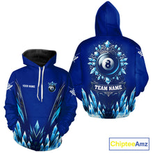 Load image into Gallery viewer, Blue 8 Ball Pool Icy Billiard Hoodie For Men And Women Custom 8 Ball Hoodie, Billiards Gifts TDM5715
