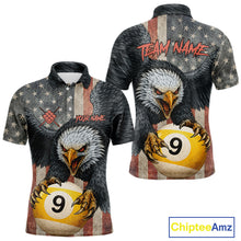 Load image into Gallery viewer, Personalized Vintage American Flag Eagle Billiard Shirt For Men, 9 Ball Pool Billiard Team Jerseys TDM5721
