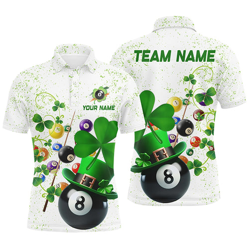 3D Billiard Balls Luckiest Shamrock Men Billiard Polo Shirts Custom St Patrick Day Billiard Shirts TDM1108