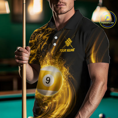 Personalized Lightning 9 Ball Billiard Shirt For Men, 9 Ball Pool Team Jersey Polo & 1/4 Zip TDM5924