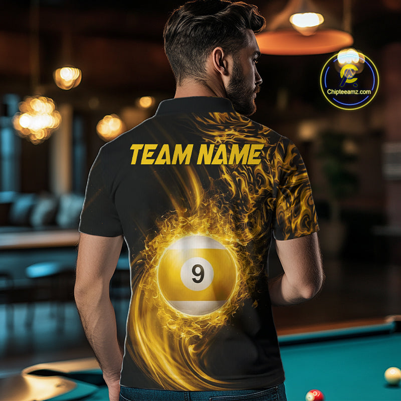 Personalized Lightning 9 Ball Billiard Shirt For Men, 9 Ball Pool Team Jersey Polo & 1/4 Zip TDM5924