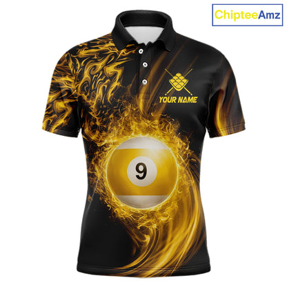 Personalized Lightning 9 Ball Billiard Shirt For Men, 9 Ball Pool Team Jersey Polo & 1/4 Zip TDM5924