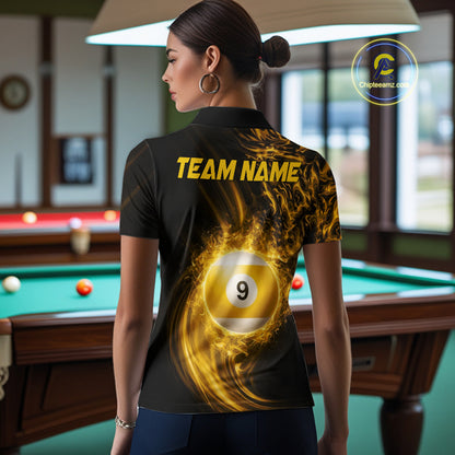 Personalized Lightning 9 Ball Billiard Shirt For Women, 9 Ball Pool Team Jersey Polo & 1/4 Zip TDM5924
