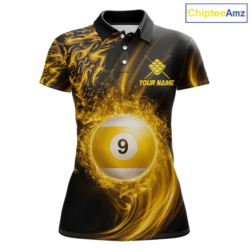 Personalized Lightning 9 Ball Billiard Shirt For Women, 9 Ball Pool Team Jersey Polo & 1/4 Zip TDM5924