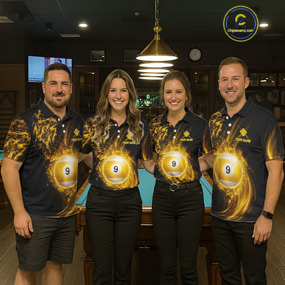 Personalized Lightning 9 Ball Billiard Shirt For Women, 9 Ball Pool Team Jersey Polo & 1/4 Zip TDM5924