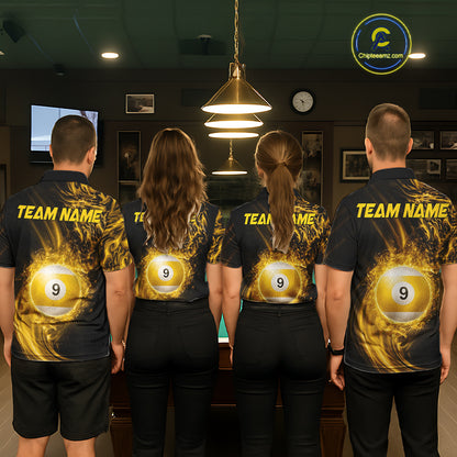 Personalized Lightning 9 Ball Billiard Shirt For Women, 9 Ball Pool Team Jersey Polo & 1/4 Zip TDM5924