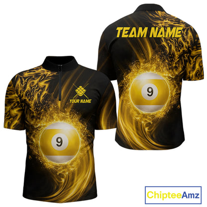 Personalized Lightning 9 Ball Billiard Shirt For Men, 9 Ball Pool Team Jersey Polo & 1/4 Zip TDM5924