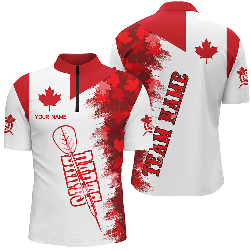 Personalized Darts Canada Flag Vintage Men Quarter-Zip Shirts Custom Canadian Darts Shirts TDM1234