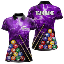Load image into Gallery viewer, Personalized 3D Pool Ball Thunder Lightning Purple Billiard Shirts For Women, 8 Ball Billiard Jerseys TDM3715