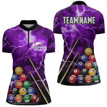 Load image into Gallery viewer, Personalized 3D Pool Ball Thunder Lightning Purple Billiard Shirts For Women, 8 Ball Billiard Jerseys TDM3715