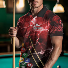 Load image into Gallery viewer, Personalized 3D Pool Ball Thunder Lightning Red Billiard Shirts For Men, 8 Ball Billiard Jerseys TDM3716