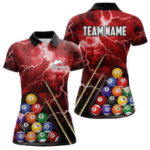 Load image into Gallery viewer, Personalized 3D Pool Ball Thunder Lightning Red Billiard Shirts For Women, 8 Ball Billiard Jerseys TDM3716
