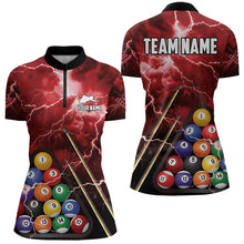 Load image into Gallery viewer, Personalized 3D Pool Ball Thunder Lightning Red Billiard Shirts For Women, 8 Ball Billiard Jerseys TDM3716