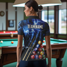 Load image into Gallery viewer, Personalized 3D Pool Ball Thunder Lightning Blue Billiard Shirts For Women, 8 Ball Billiard Jerseys TDM3717