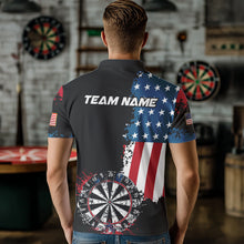 Load image into Gallery viewer, Personalized Grunge Dartboard American Flag Darts Shirts For Men, Patriotic Us Flag Dart Jerseys TDM3719