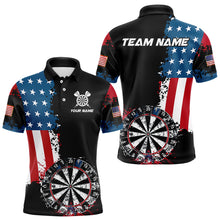 Load image into Gallery viewer, Personalized Grunge Dartboard American Flag Darts Shirts For Men, Patriotic Us Flag Dart Jerseys TDM3719