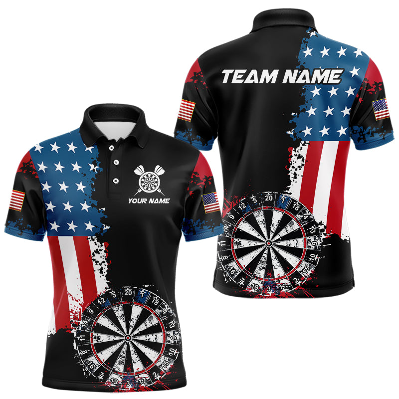 Personalized Grunge Dartboard American Flag Darts Shirts For Men, Patriotic Us Flag Dart Jerseys TDM3719