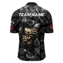 Load image into Gallery viewer, Personalized Skull Dartboard Smoke Pattern Black Dart Shirts For Men Dart Jerseys Polo &amp; 1/4 Zip TDM3720