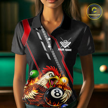 Load image into Gallery viewer, Funny Chicken Flame 8 Ball Billiard Shirt For Women Custom Billiard Team Jersey Polo &amp; 1/4 Zip TDM6068