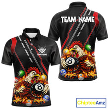 Load image into Gallery viewer, Funny Chicken Flame 8 Ball Billiard Shirt For Men Custom Billiard Team Jersey Polo &amp; 1/4 Zip TDM6068
