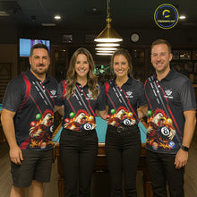Load image into Gallery viewer, Funny Chicken Flame 8 Ball Billiard Shirt For Women Custom Billiard Team Jersey Polo &amp; 1/4 Zip TDM6068