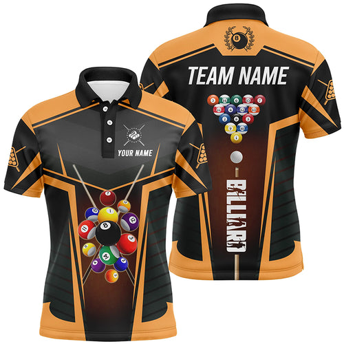 Personalized Orange Jerseys Billiard Balls Men Polo & 1/4 Zip Shirts Custom 3D Pool League Shirts TDM1612