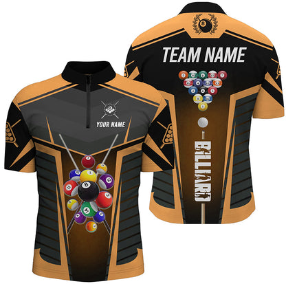 Personalized Orange Jerseys Billiard Balls Men Polo & 1/4 Zip Shirts Custom 3D Pool League Shirts TDM1612