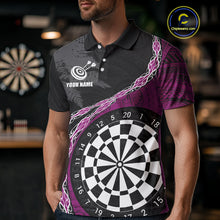 Load image into Gallery viewer, Custom Black And Purple Tribal Darts Shirts For Men | Team Polo &amp; Quarter Zip Darts Jerseys TDM3991
