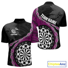 Load image into Gallery viewer, Custom Black And Purple Tribal Darts Shirts For Men | Team Polo &amp; Quarter Zip Darts Jerseys TDM3991
