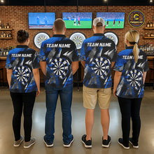 Load image into Gallery viewer, Personalized Blue Geometric Grunge Darts Shirt For Women Custom Darts Team Jersey Polo &amp; 1/4 Zip TDM6507