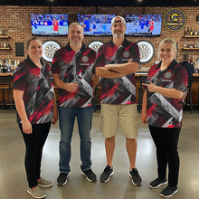 Load image into Gallery viewer, Personalized Red Geometric Grunge Darts Shirt For Women Custom Darts Team Jersey Polo &amp; 1/4 Zip TDM6508
