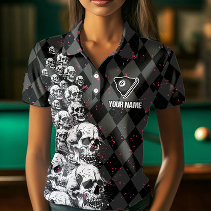 Billiard Skull It Worked In My Head Custom Argyle Pattern Women Billiard Shirts, Pool Team Jerseys TDM1811