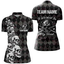 Load image into Gallery viewer, Billiard Skull It Worked In My Head Custom Argyle Pattern Women Billiard Shirts, Pool Team Jerseys TDM1811